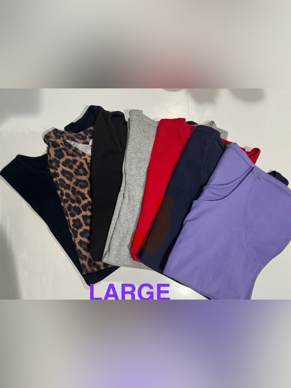 Bundle of 7 woman assorted basic tops size L - Picture 1 of 12